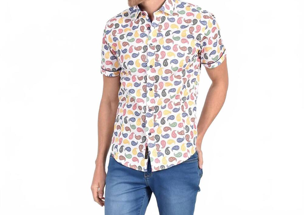 NEW EIGHT X mod paisley short sleeve shirt in beige